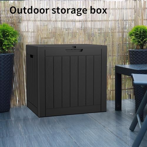 45 Gallon Outdoor Deck Box, Lockable Waterproof Outdoor Storage Boxes For Garden Tools,Indoor Cushions,Accessories Outside Storage Resin Weatherproof Container(Black)