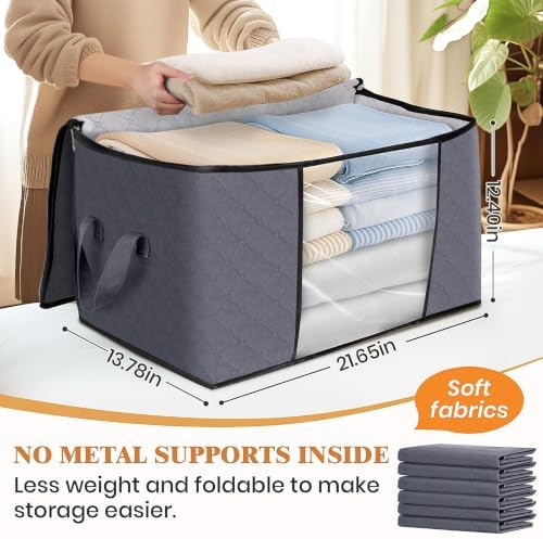 6 Pack Storage Bags for Clothes Blanket Storage Bins with Lids