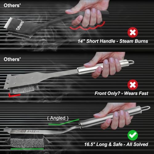 SteamWizards Grill Brush, Bristle Free & Outdoor BBQ Scrub Scraper
