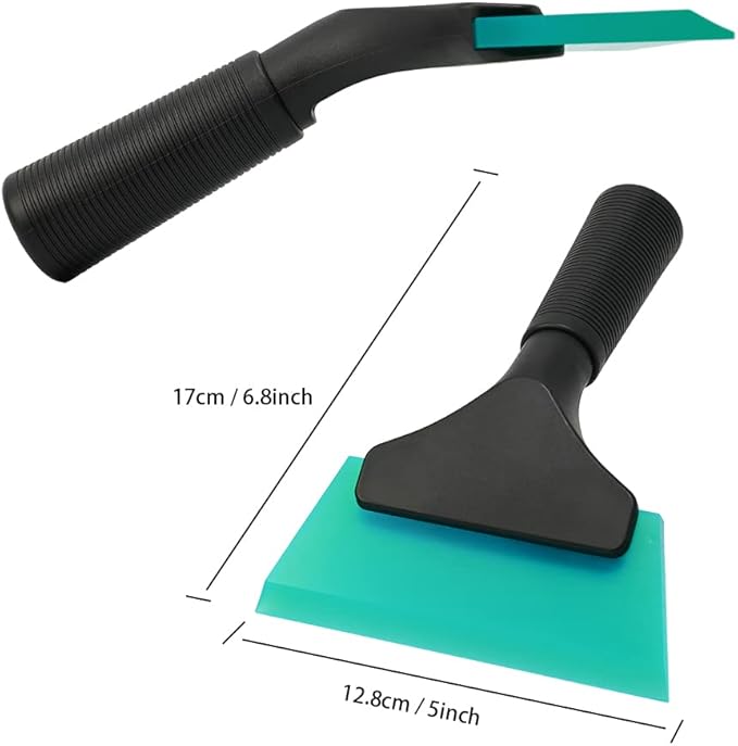 FOSHIO Small Squeegee with 5 Inch Light Blue Rubber Blade Mini Wiper Window Tinting Tools for Mirror Glass Window Cleaner with Non-Slip Handle