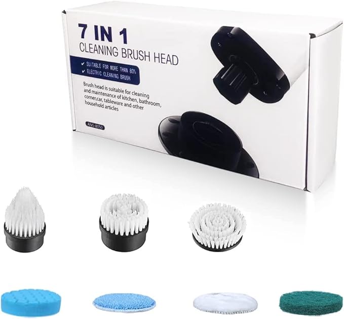 Leebein ANS-8050 Electric Spin Scrubber Replacement Brush Heads, 7pcs Extra Brush Accessories Kit for Leebein ANS-8050 & ANS-8051 8052 Electric Cleaning Brush - Scrubber Not Included