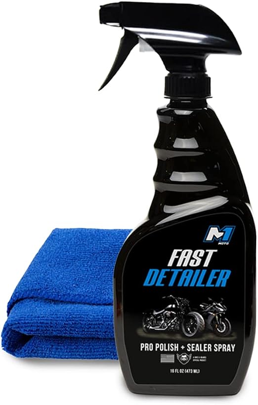Fast Detailer Motorcycle Cleaner, Pro Polish Plus Sealer Spray, All-in-One Every Surface Motorcycle Cleaning Kit with Mi