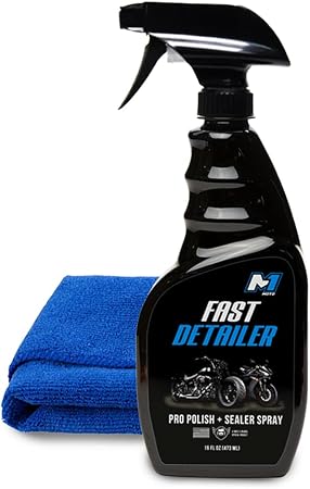 Fast Detailer Motorcycle Cleaner, Pro Polish Plus Sealer Spray, All-in-One Every Surface Motorcycle Cleaning Kit with Mi