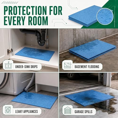 Water Absorbent Pads, Reusable Pads, 17.5"x13.5", 50 Count