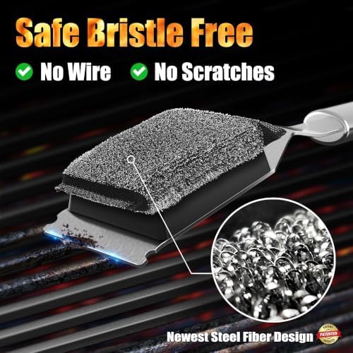 SteamWizards Grill Brush, Bristle Free & Outdoor BBQ Scrub Scraper
