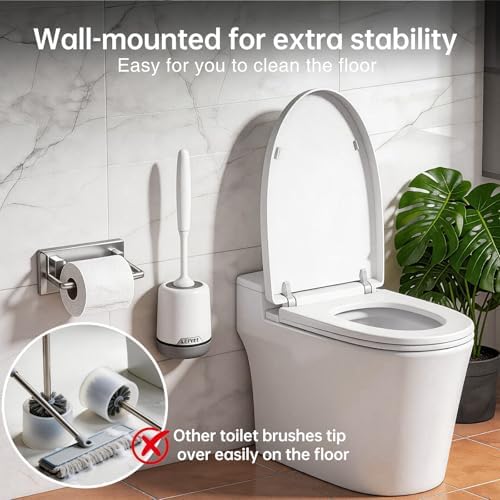 Silicone Toilet Brush and Holder Set - Bathroom Brush