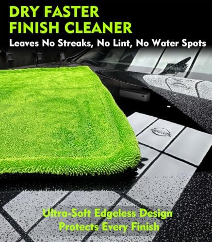 2-Pack 1300GSM Car Drying Towel - Microfiber Towels for Cars 36" x 24", Drying Towels Car Detailing, No Scratch, Super Absorbent, Extra Large Twisted Loop Microfiber Cloth Car Wash Towels, SUV Truck