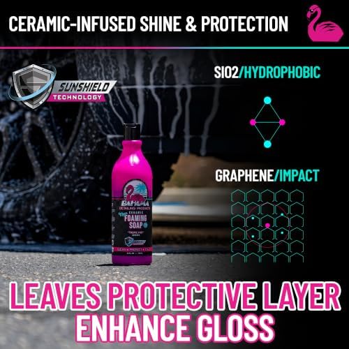 Bahama Detailing Ceramic Exterior Car Wash – SiO2-Infused Car Shampoo for Deep Shine, Concentrated to use in cannon or bucket, Streak-Free Foam Soap, Paint Safe Formula for Cars, Trucks & SUVs