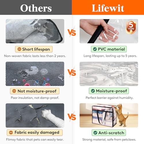 60L Clear Clothes Storage Bags,Plastic Foldable Blanket Storage Bag