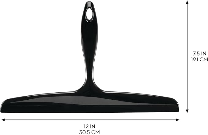 iDesign Bathroom Plastic Shower Squeegee with Wall Hook - Black