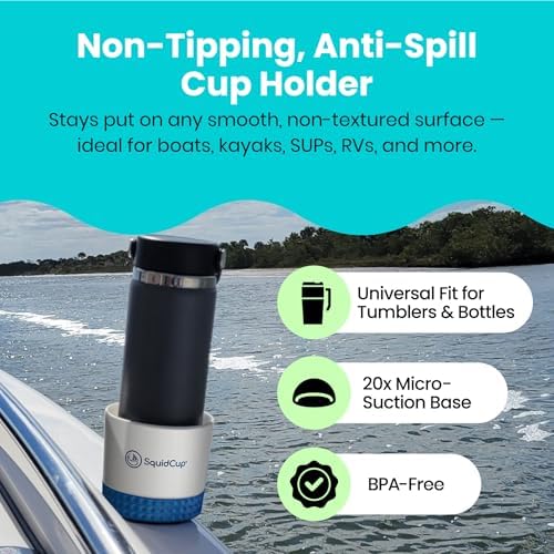 Non-Tipping Cup Holder for Boat - Anti-Spill Suction 12-30 oz