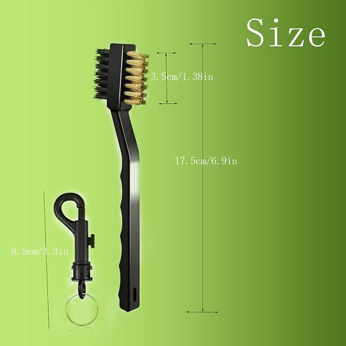 Pack of 3 Golf Club Brush and Club Groove Cleaner Set with Double Sided Brass and Nylon Bristle, Easily Attaches to Golf Bag