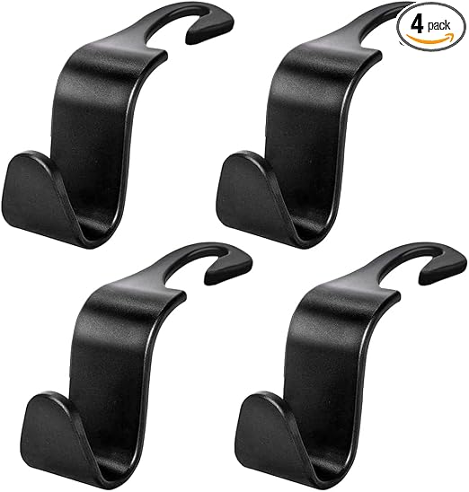 povtii 4 PCS Car Seat Headrest Hooks, Auto Backseat Organizer Hanger Holder, Vehicle Seat Back Storage Hooks for Purse C