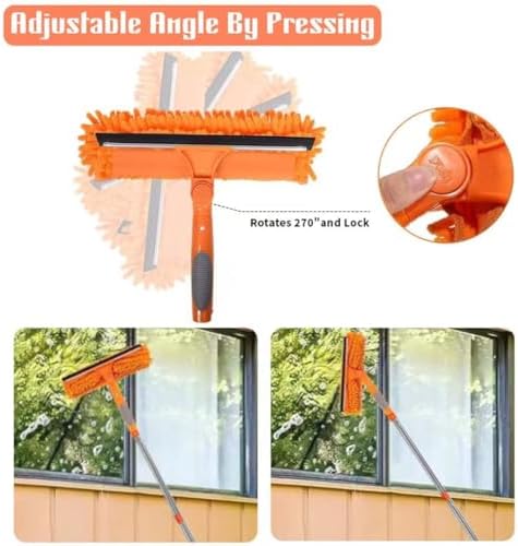 2-in-1 Window Cleaner Tool, 68'' Squeegee for Window Cleaning