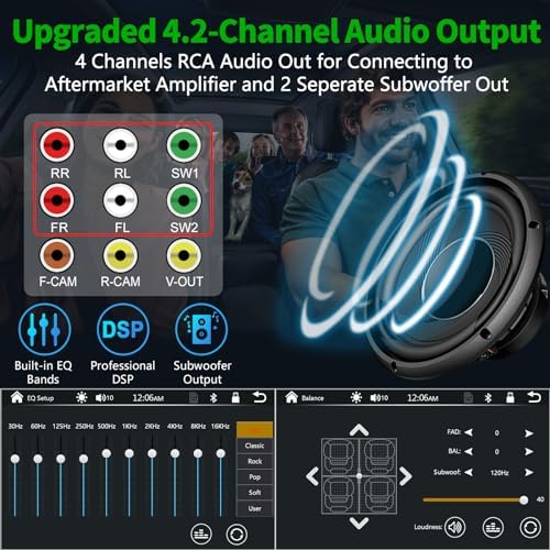 [QLED Screen Upgrade] 7" Double Din Car Stereo with Dash Cam, Wireless Apple CarPlay and Android Auto, Bluetooth, 240W 4.2-Channel Audio Output, MirrorLink, Backup Camera, AM/FM Car Radio
