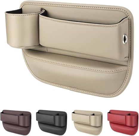 Car Leather Cup Holder Gap Bag, 2026 New Seat Gap Storage Box with Cup Holder, Seat Storage Box Gap Filler Organizer for