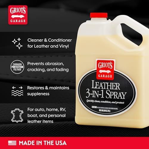 Leather 3-in-1 Spray, Cleaner and Conditioner for Leather and Vinyl, Car Seats and Vehicle Interior, Truck, RV, Boats, and Home, 10964, 1 Gallon