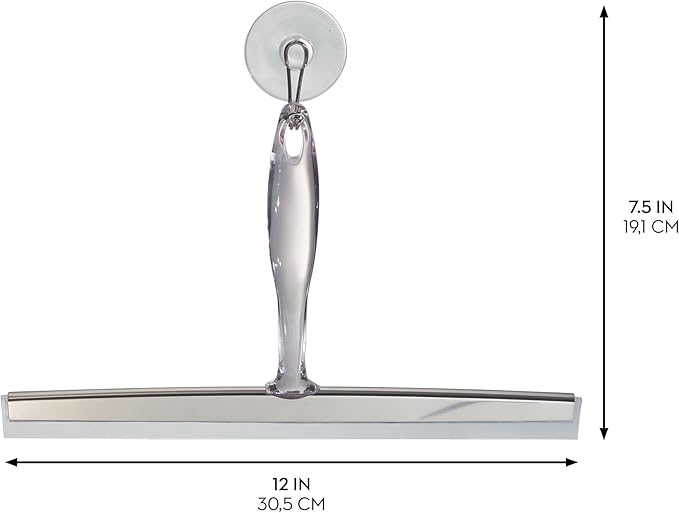 iDesign Bathroom Shower Squeegee with Wall Hook - Set of 2 - Clear/Stainless Steel