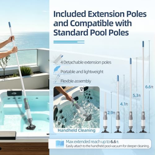 Hot Tub Vacuum, Cordless Handheld Pool Vacuum for Above Ground Pool