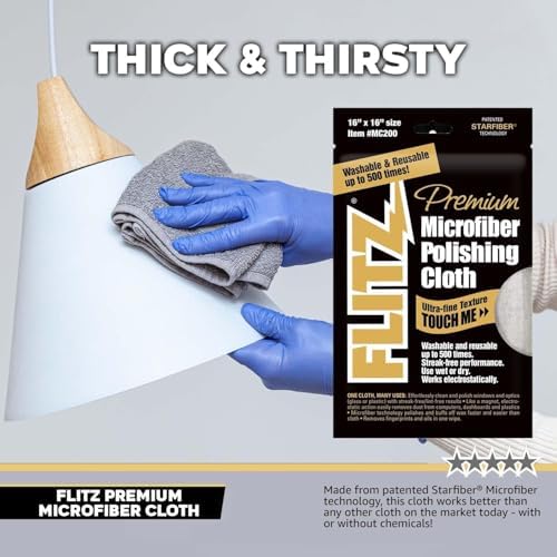 Microfiber Polishing Cloths - Grey, 400 GSM (16"x16", 4 Pack)