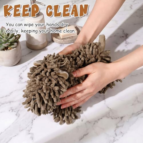 1 Pcs Chenille Dog Towel, Dark Brown, Standing Dog