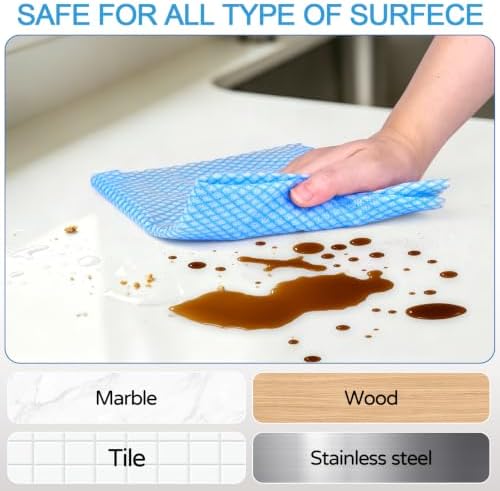 200 Pack Disposable Dish Cloths 14×16 in, Handy Wipes Reuseable Cleaning Cloths Disposable Cleaning Towels for Kitchen and Home, Blue