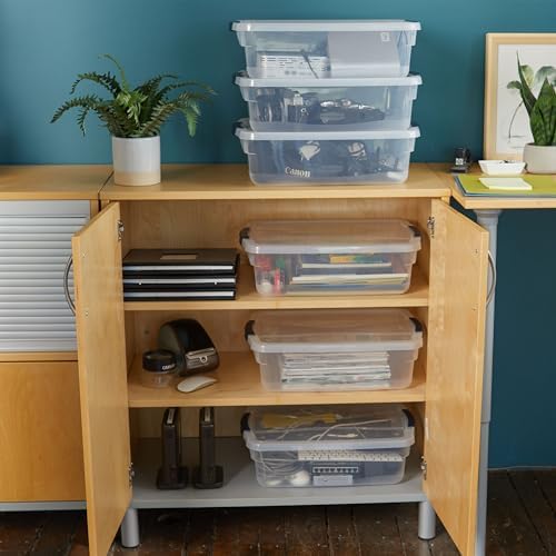 Cleverstore 17 Qt Clear Storage Bins with Lids, 6 Pack