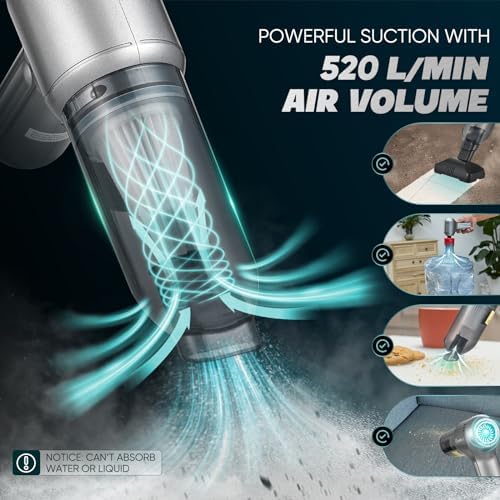 Car Vacuum Cleaner-Wireless Handheld Car Vacuums with Best Suction,Brushless Motor 12000PA Maximum Power,3 in 1 Mini Portable Vacuum Cleaner Cordless for Home,Office,Kitchen,Cars