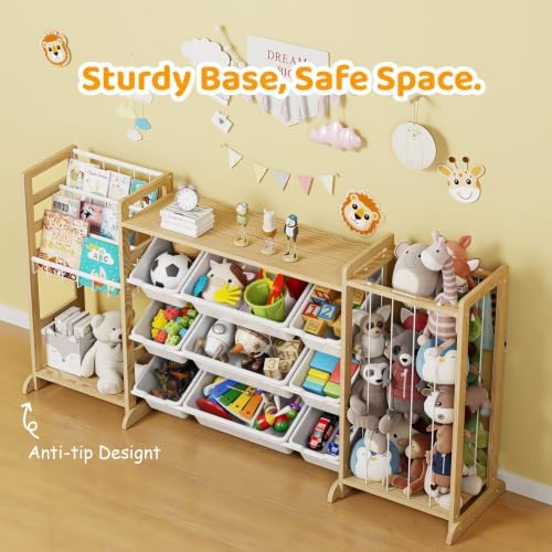 65" Large Toy Storage Organizer with Bookshelf and Stuffed Animal Storage