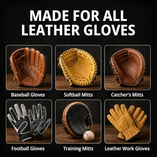 Baseball Glove Care Kit – Glove Cleaner (8oz), Oil (8oz), Conditioner (3.38oz), 2 Applicators & Cloth – Complete Leather Glove Maintenance Kit for Baseball, Softball, Catcher’s Mitts & More