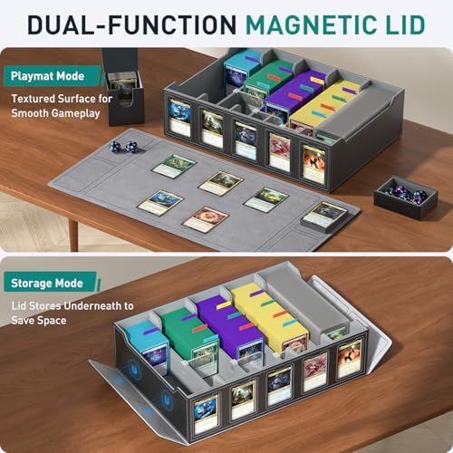 Trading Card Storage Box with Commander Display Holds 4200+ Cards