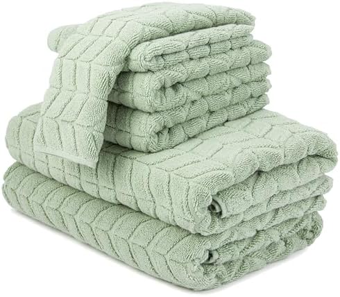 Luxury 100% Cotton Decorative Bath Towel Set, Ultra Soft - Eucalyptus Green