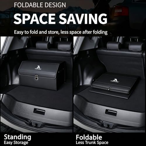 2PCS Leather Car Trunk Organizer, Foldable Storage Box, Black