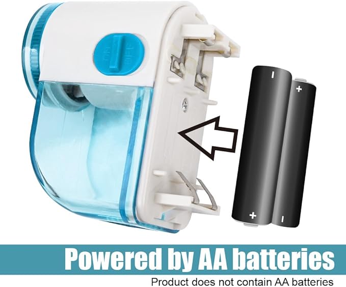 Fabric Shaver, Lint Remover for Clothes, Electric Lint Shaver with 3-Leaf Blades, Battery Operated, Remove Clothes Fuzz, Lint Balls, Pills, Light Blue and White