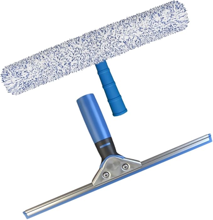 Squeegee & Window Washer Combo - Professional Grade Cleaning Tool for Sparkling Windows, Glass, and Surfaces - Ergonomic Design for Effortless Cleaning