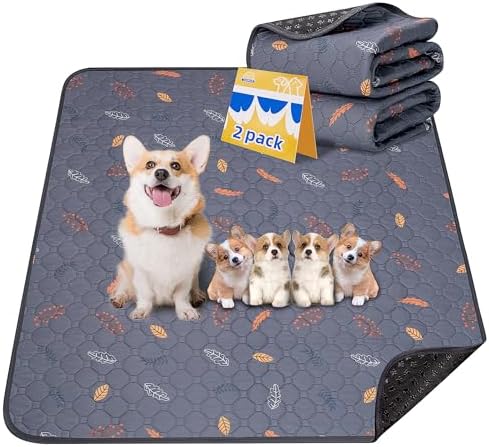 2-Pack Extra Large Reusable Dog Mat for Floor, Waterproof Dog Playpen, Super Absorbent Washable Pee Pads for Dogs, Pet Whelping Mat, Potty Training - 36" x 72"