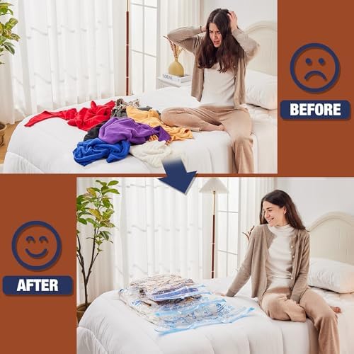 12 Jumbo Vacuum Storage Bags for Bedding, Vacuum Seal Bags for Clothing