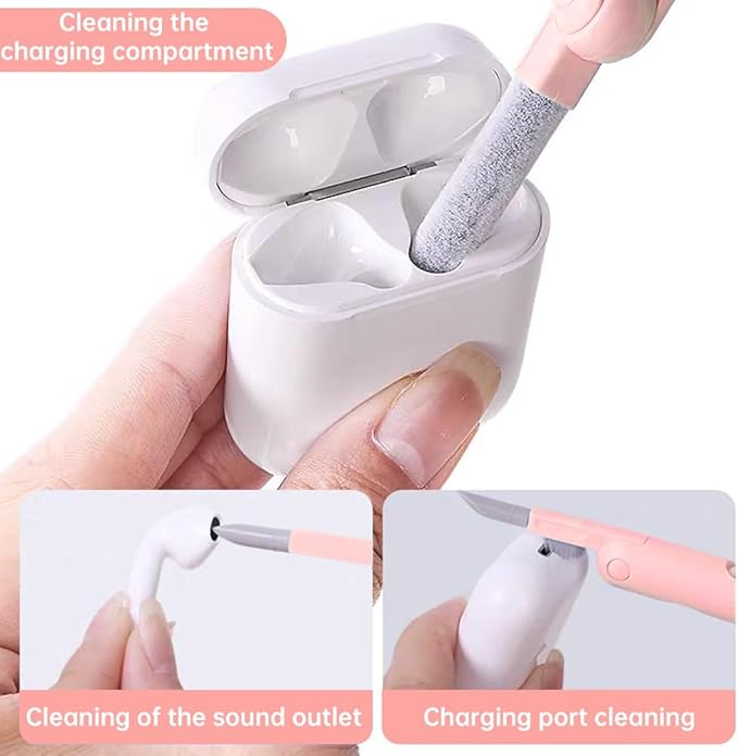 7 in 1 Laptop Cleaning Kit Keyboard Cleaner,Computer Tech Cleaning Brush,Earbuds Camera PC Monitor Screen Cleaner Computer Clean Tools Kit Corner Gap Duster Keycap Puller(Pink)