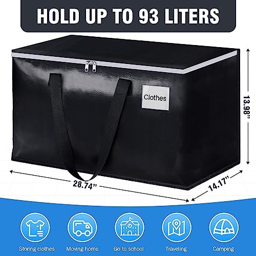 Heavy Duty Moving Bags, Extra Large Storage Bags, 93L, 6-Pack, Black
