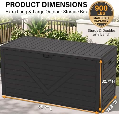 69.7'' Extra Long Outdoor Storage Box, Waterproof & Lockable Deck Box
