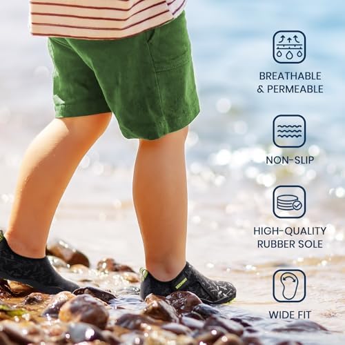 Barefoot Water Shoes for Kids - Wide Toe Box and Quick-Dry Sand Shoes Toddler for Hiking Swim Beach Pool Kayak Sport Accessories, Camping Essentials Non-Slip for Boys Girls Sizes