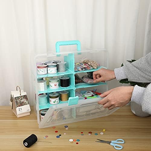 Clear Plastic Dividing Storage Box with 8 Deep Compartment Sewing Box