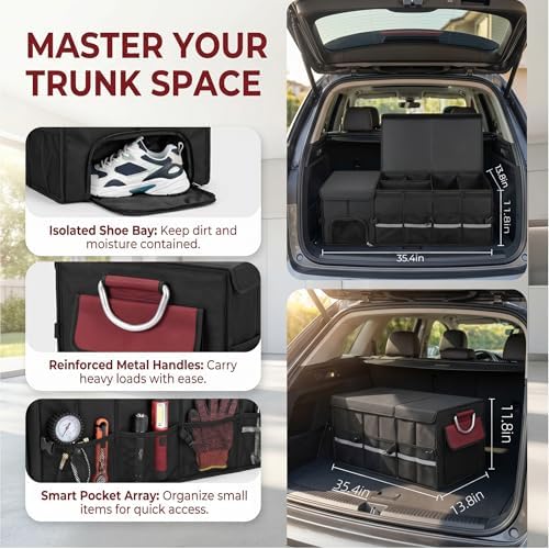 J&J Extra Large Collapsible Trunk Organizer For SUV And Cooler