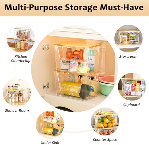 2 Set Pantry Organizers and Storage, Stackable Trash Bag Holder