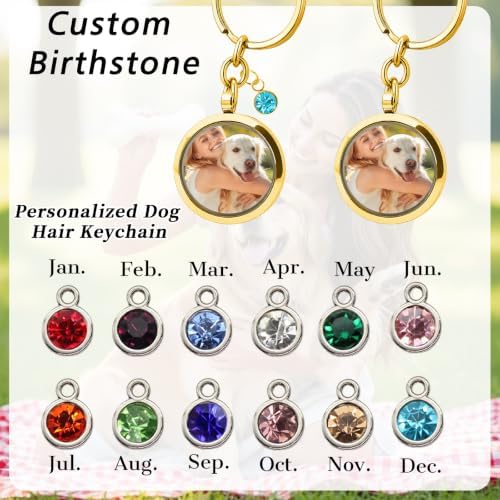 Personalized Locket Keychain Dog Hair Keychain Memorial Pet Fur Keepsake with Name Photo Custom Locket for Ashes Portrait Cremation Jewelry for Pet Loss of Dog Cat Sympathy Remembrance Gift