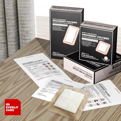 Super Absorbent Polymer Wound Dressing | Silicone Self-Adhesive Bandages with Ultrasorb Matrix for High Retention | 4" x 4" Sterile Adhesive Dressings Pack of 10