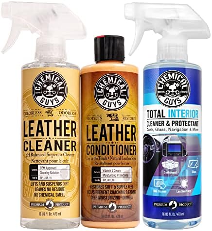 SPI_109_16TI Leather Cleaner and Conditioner Complete Leather Care Kit (16 fl oz) + SPI22016 Total Interior Cleaner & Protectant, (16 fl oz) 3 Items
