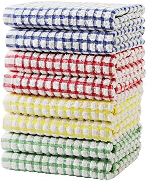 Cotton Kitchen Towels, 15x26, Checkered, 8 Pack