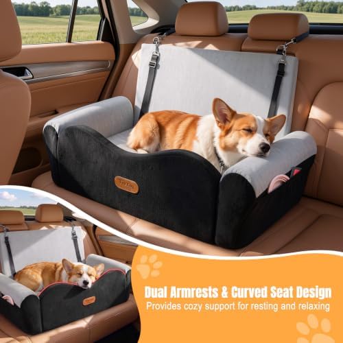 Elevated Dog Car Seat for 2 Small Dogs / 1 Large Dog Up to 60 LBS