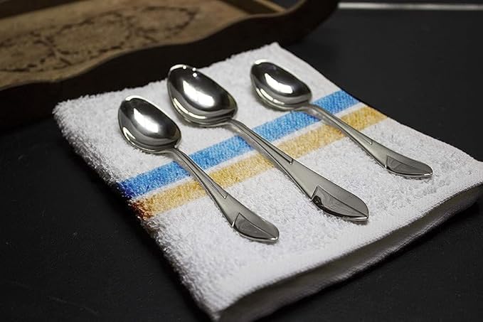 Terry Towels 14" x 17" 60 Pack - Cotton Bar Towels, Cleaning Rags, White Terry Cloth Towels, Absorbent Kitchen Towels for Restaurant, Food Service and Home Use (Blue & Orange Stripe)